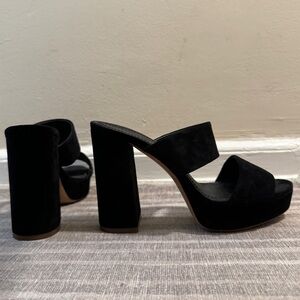 Mansur Gavriel suede platform slide sandals 37